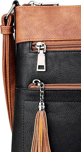 Miniatura 7 de MASINTOR Bolsos cruzados para mujer, bolso cruzado casual con múltiples bolsillos, bolso de hombro con correa ajustable con borlas