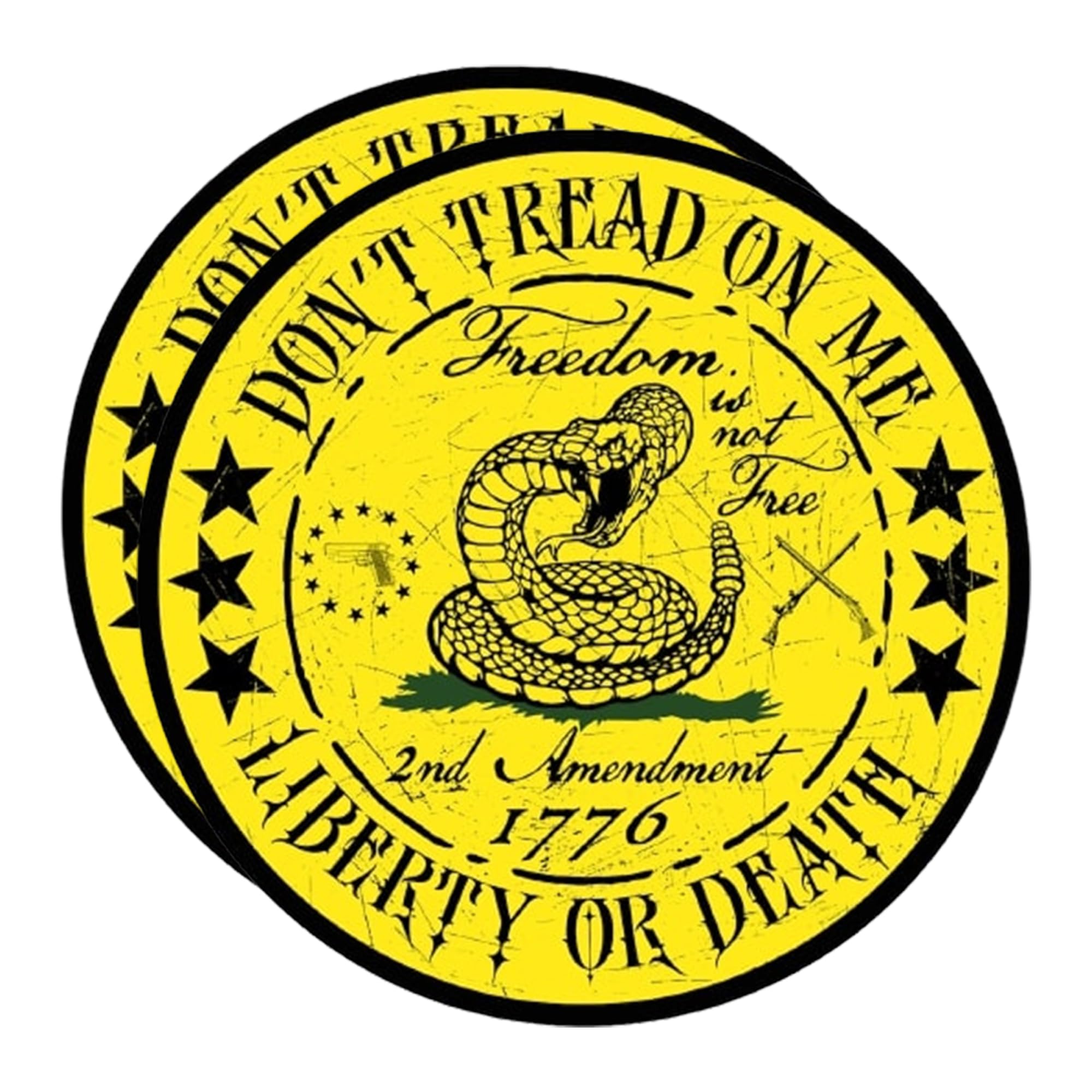 eDesign 2-Pack Don't Tread On Me Liberty or Death Vinyl Sticker Decal - 4 Inches - Dont Tread On Me Sticker for Car Truck SUV Van Window Bumper Wall Laptop Tablet Cup Tumbler and Any Smooth Surface