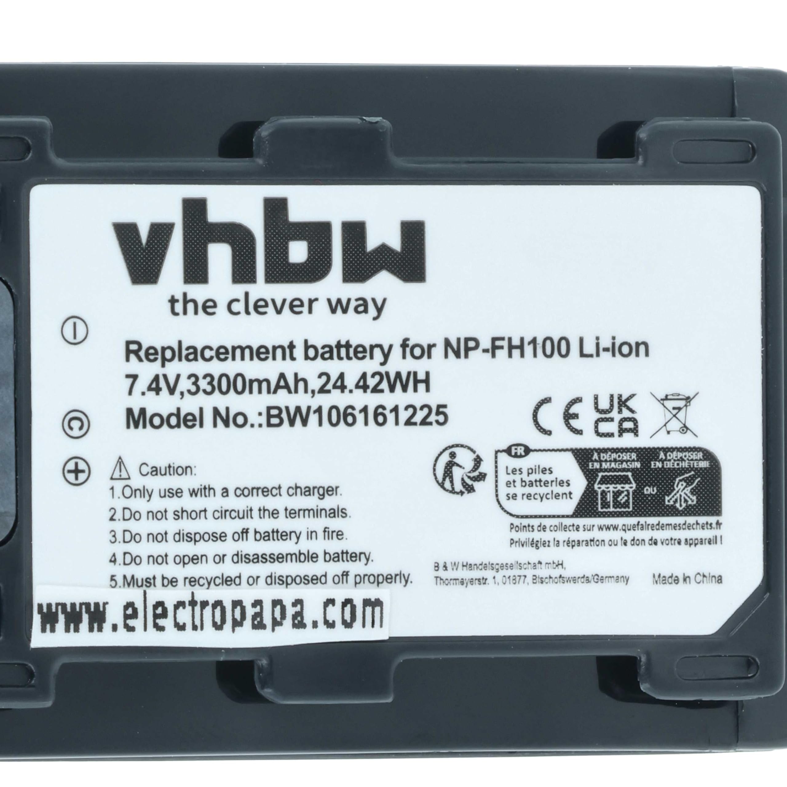 vhbw batteria compatibile con Sony DCR-SR35(E), DCR-SR32(E), DCR-SR36(E) videocamera camcorder (3300mAh, 7,4V, Li-Ion) con infochip