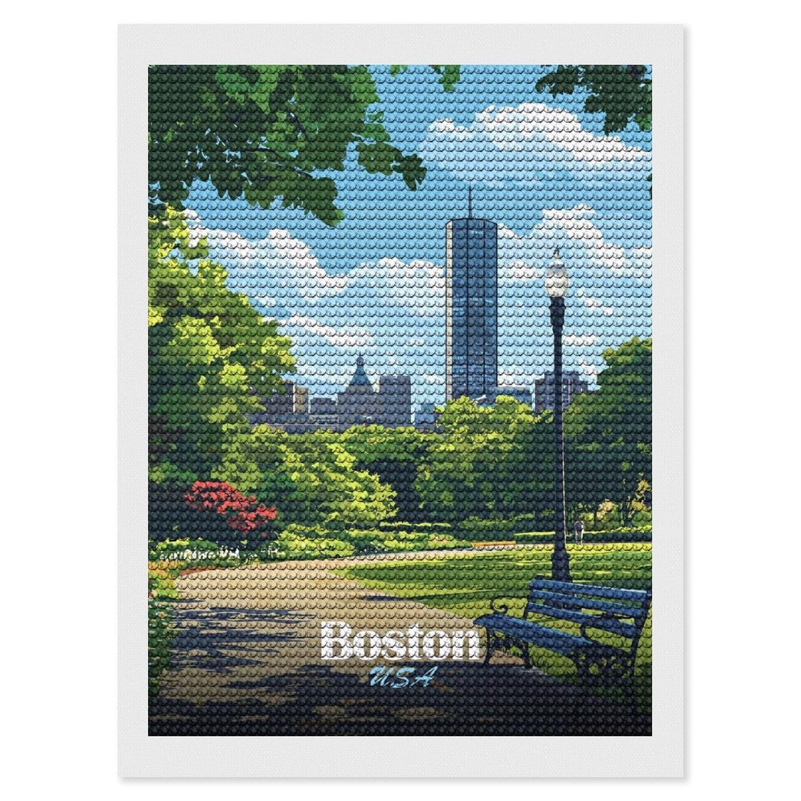 Junmoney Boston Cityscape(2) Diamond Painting Canvas Kit 12"x16", Relaxing DIY, Modern Decor, Aesthetic Room Decor, Home Wall Art, Wall Art Gift