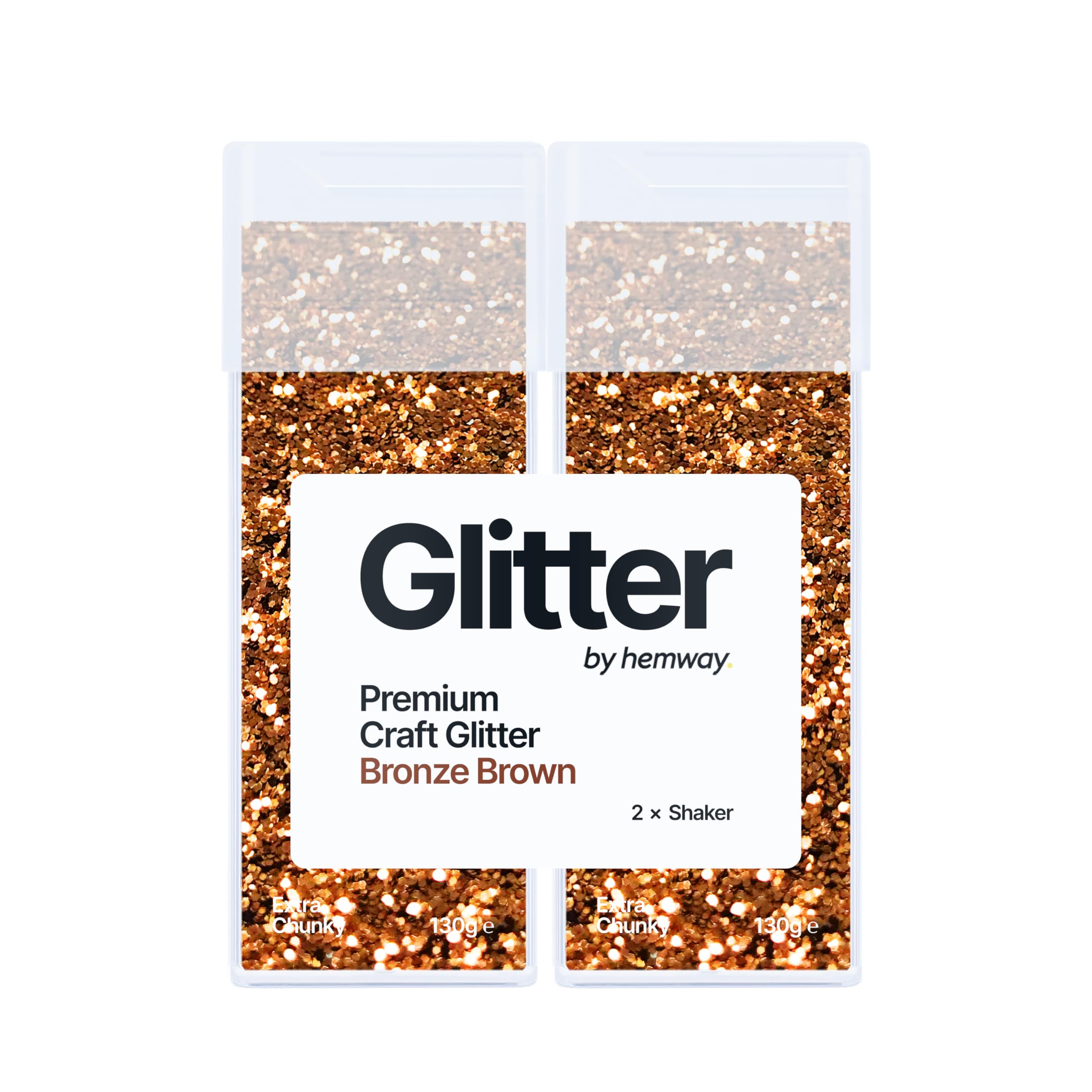 Hemway Glitter Shaker Bronze Brown 130g x2 Pack Extra Chunky, Craft Glitter Shakers for Resin & Epoxy Crafts