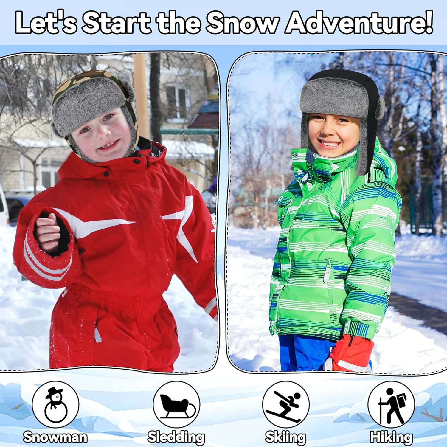 Olreco Waterproof Toddler Winter Hat Warm Fur Fleece Baby Boy Winter Hat Kids Snow Hats Girls Boys Trapper Hats with Earflaps - Image 4