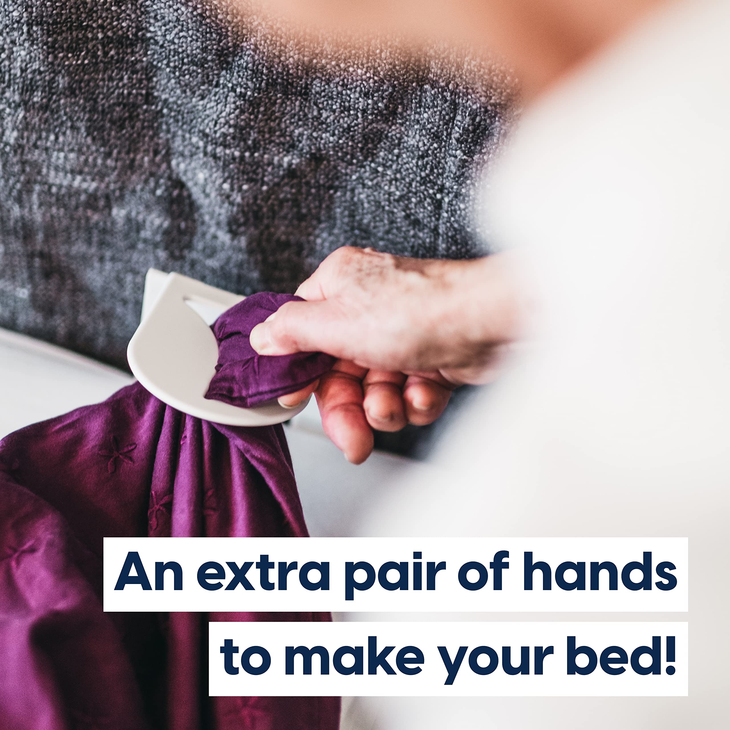 MyBedMaker ergonomiczny pomocnik na co dzień z klipsami do prześcieradła dla seniorów i niepełnosprawnych, praktyczne prześcieradło z gumką do łatwego zakładania na łóżko, kolor czarny i biały, 29 x