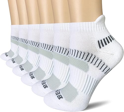 BERING Calcetines deportivos para correr al tobillo para mujer (6 pares)