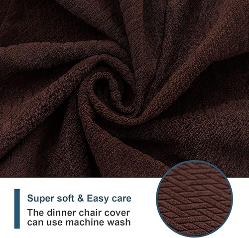 Miniatura 6 de Genina Fundas de asiento impermeables para sillas de comedor (6 unidades, cubiertas en la parte trasera, chocolate)