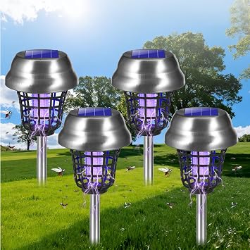 2026 Solar Bug Zapper Outdoor Waterproof Mosquito Repellent Outdoor Patio Mosquito Trap & Killer for Garden, Backyard, Farm, Solar Powered Fly Zapper for Small Flying Insect, Moths, Gnats, Flies4