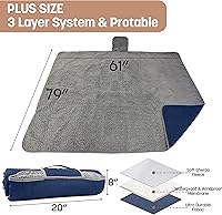 Vista 4 de Tirrinia Manta impermeable para exteriores con forro sherpa, resistente al viento, triple capa, cálida y cómoda, plegable para camping, estadio