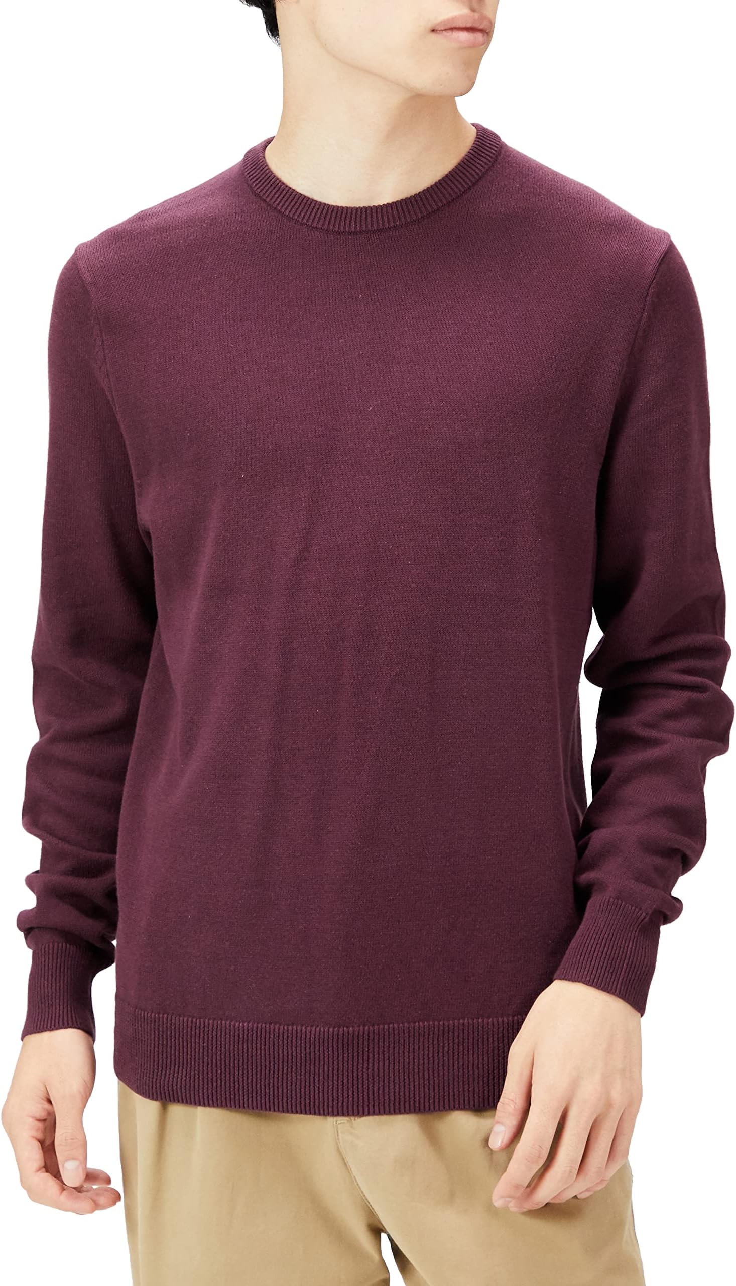 Men's Long-Sleeve Crewneck Jumper, 100% Cotton, Big & Tall Options Available