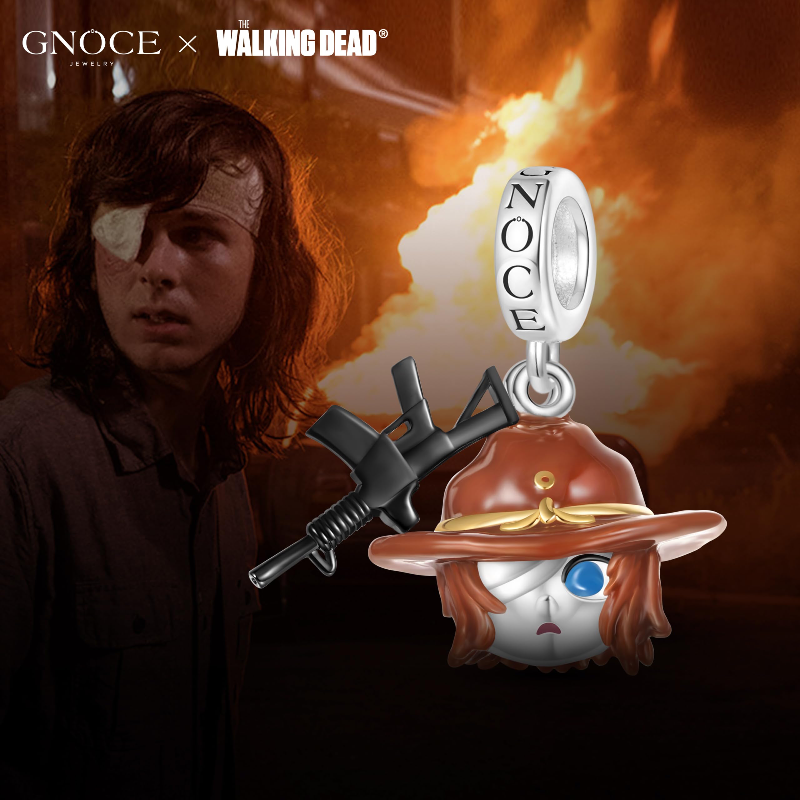 GNOCE Charm Pendentif Walking Dead Carl Grimes Pendentif En Argent Sterling 925 Beads Charms Pour Femmes Et Filles Cadeau De Bijoux Pour Fan De Cinéma