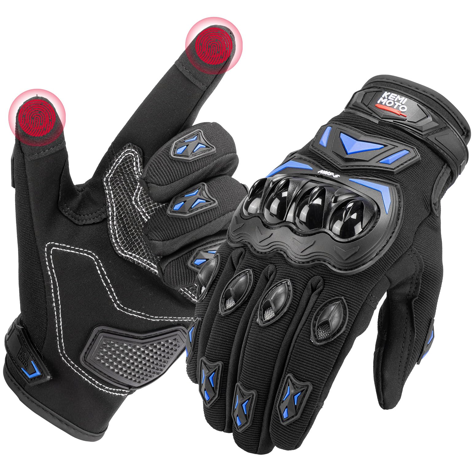 KEMIMOTO Motorradhandschuhe Herren, Motorrad Handschuhe Sommer mit Hartschalenverstärkung und Touchscreen, Amtungsaktive Sport Handschuhe für Herren und Damen, für Motorrad, Fahrrad, Roller, Jagd Auto & Motorrad