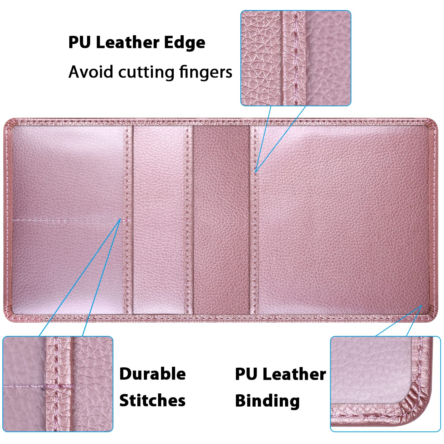 Car Registration & Insurance Holder - 5.5x5 Inch PU Leather Glove Box Organizer For Documents & Cards - View #7