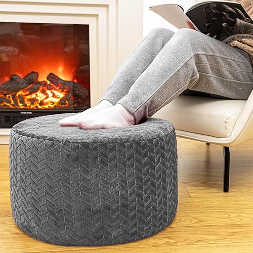 Miniatura 3 de AbunHeri Puf otomano relleno de terciopelo reposapiés, taburete otomano, silla de pie para dormitorio, sala de estar, 20 x 12 pulgadas con relleno