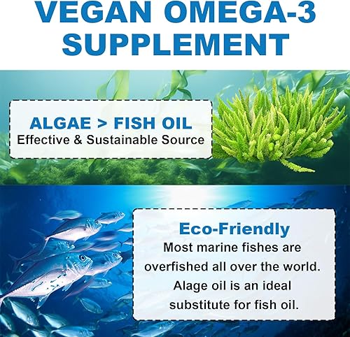 Miniatura 6 de Gomitas veganas Omega 3  Suplemento de aceite de algas Omega 3 de 1600 mg con DHA, EPA y 10 vitaminas esenciales, alternativa al aceite de pescado,