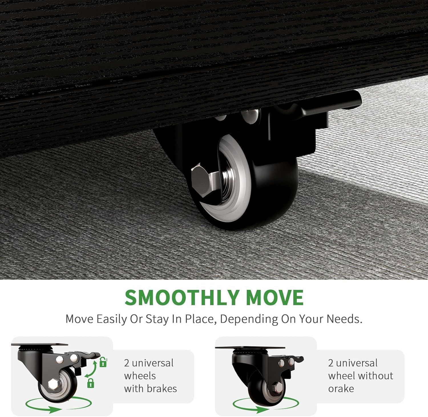 4 EVER WINNER Kitchen Island with Storage on Wheels, 39" Rolling Kitchen Island with 3 Open Spice Rack Shelf, Towel Rack & Open Shelves, Island Table for Kitchen with Drawer, Black