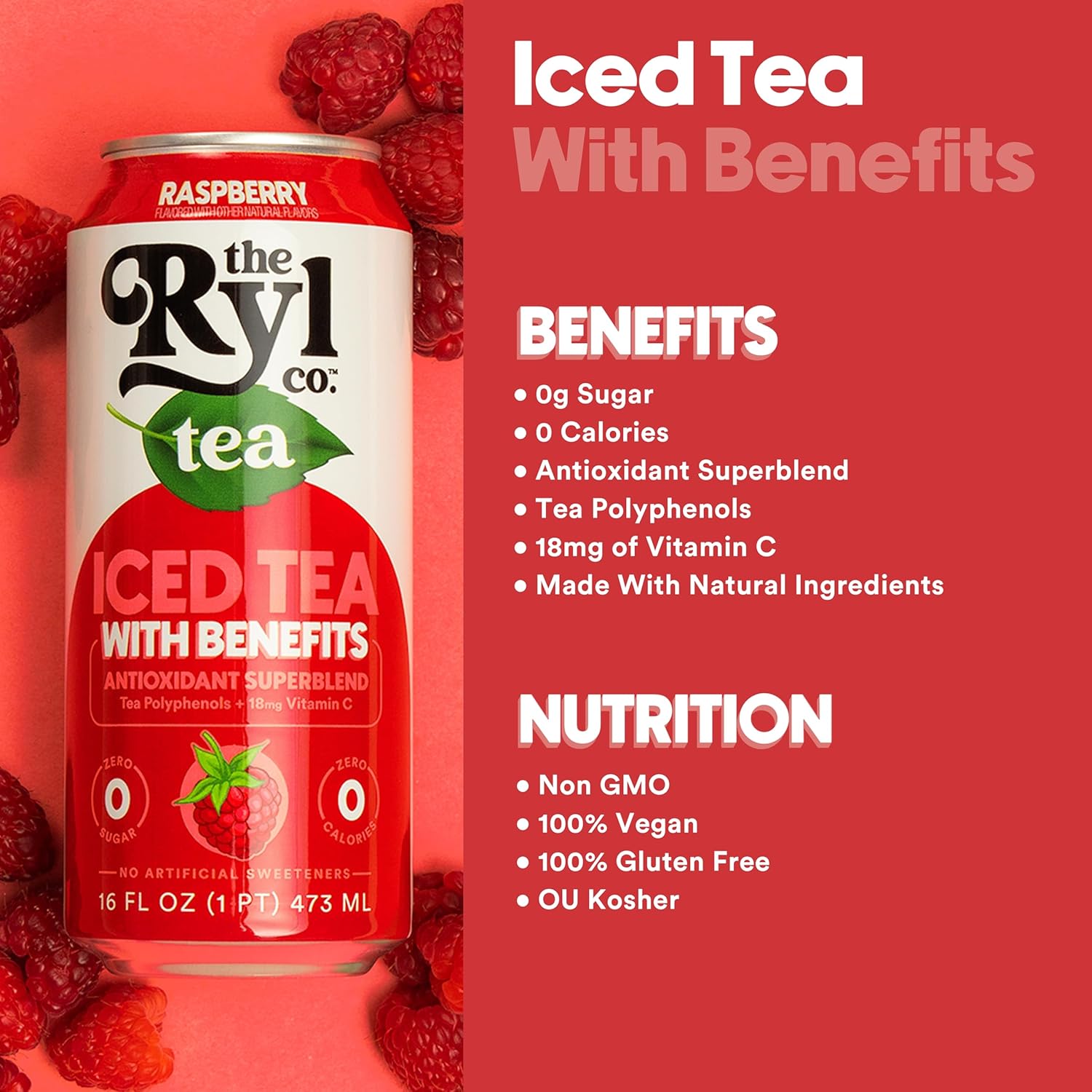 Ryl Iced Tea, Variety Pack, Antioxidant Superblend, No Artificial Ingredients, 16.0 Fl Oz (12-Pack) - Image 5