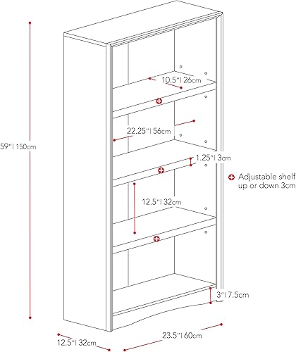 Miniatura 3 de CorLiving Quadra - Estantería de madera sintética con 4 estantes, color negro