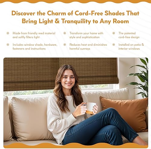 Miniatura 6 de Radiance Persiana cortada a la medida de ancho, sin cordones, madera de arce, tejido Cape Cod