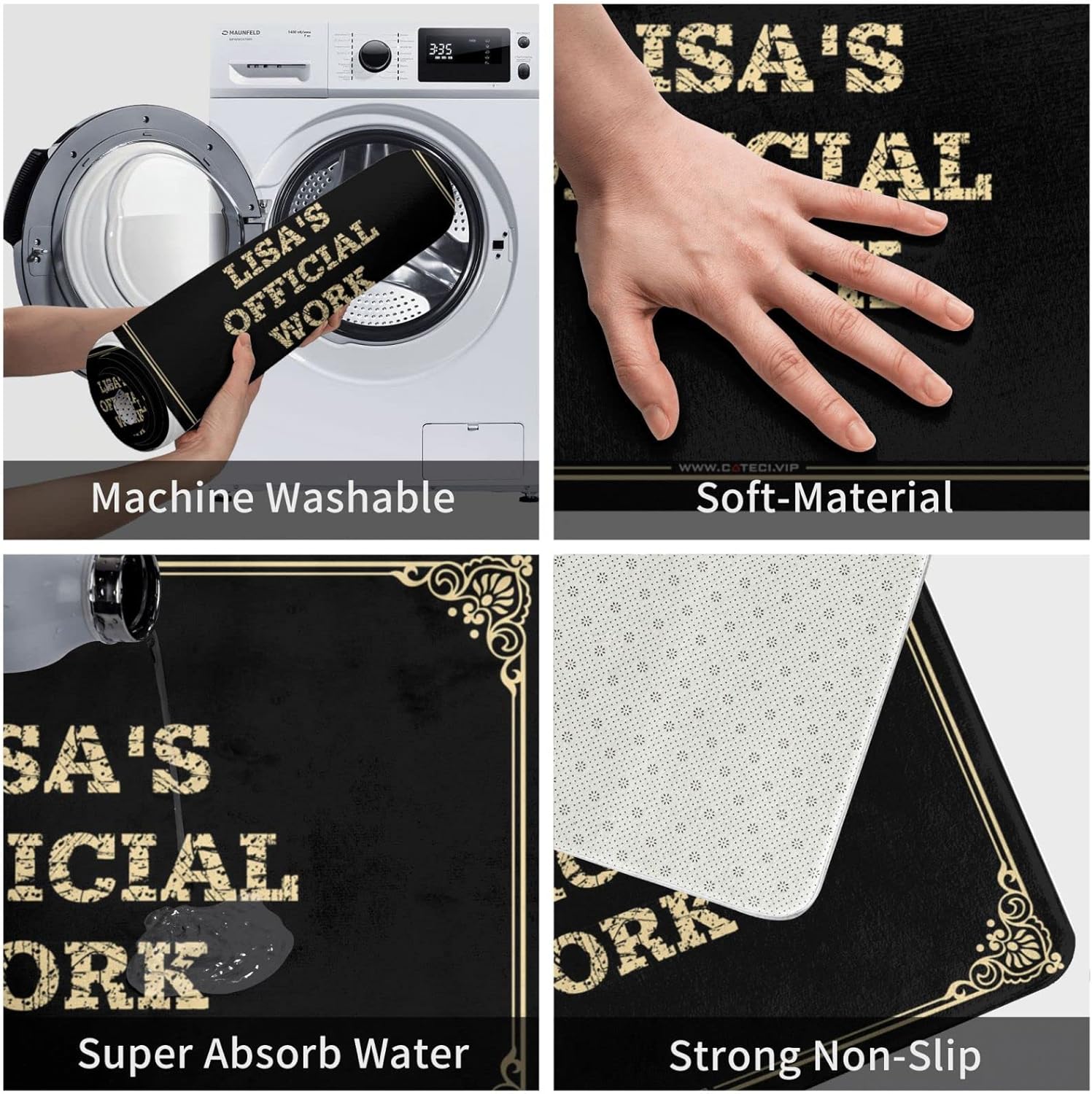 Doormat Indoor Entrance Funny Lisa'S Official Work Doormat Kitchen Farmhouse Rug Farmhouse Front Door Mat(Size:65X90CM), Colour, BCPTCOACO-COLOUR-65X90CM