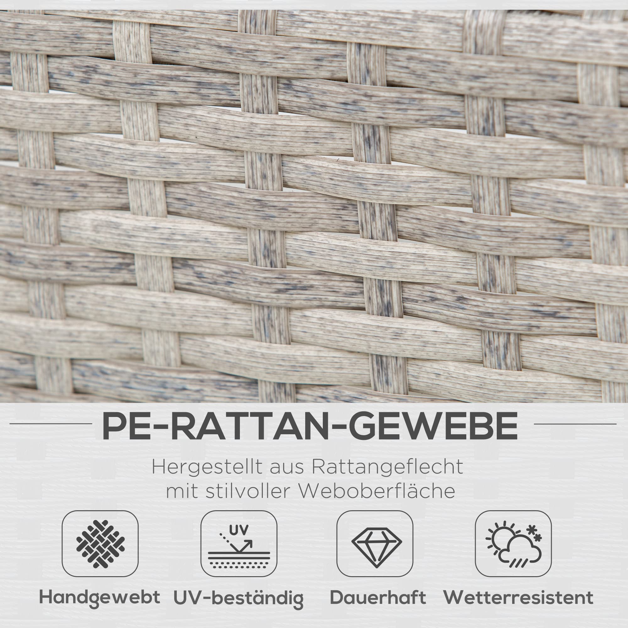 Outsunny Polyrattan-Lounge-Set 3-TLG. Couchtisch Beistelltisch Wetterbeständig Grau + Braun | Couchtisch, Beistelltisch