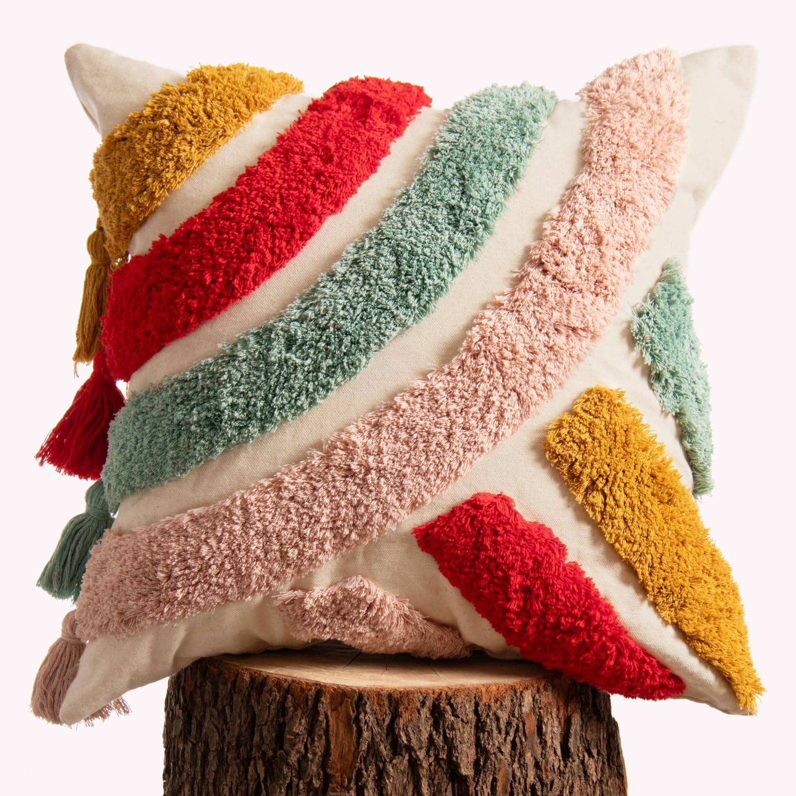 lifein 18x18 Pillow Covers-Throw Pillow Cover Tufted Boho Jacquard Pillow Covers Farmhouse Decorative Pillow Cover Pillow Cases for Gift Couch Sofa