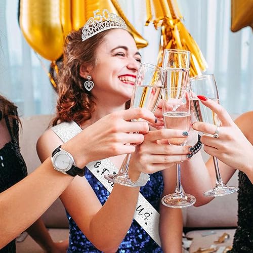 Miniatura 6 de Regalos de cumpleaños 50 para mujer, corona de cumpleaños 50, tiara y banda de cumpleaños 50, regalo para mujer de 50 años, banda de cumpleaños 50,