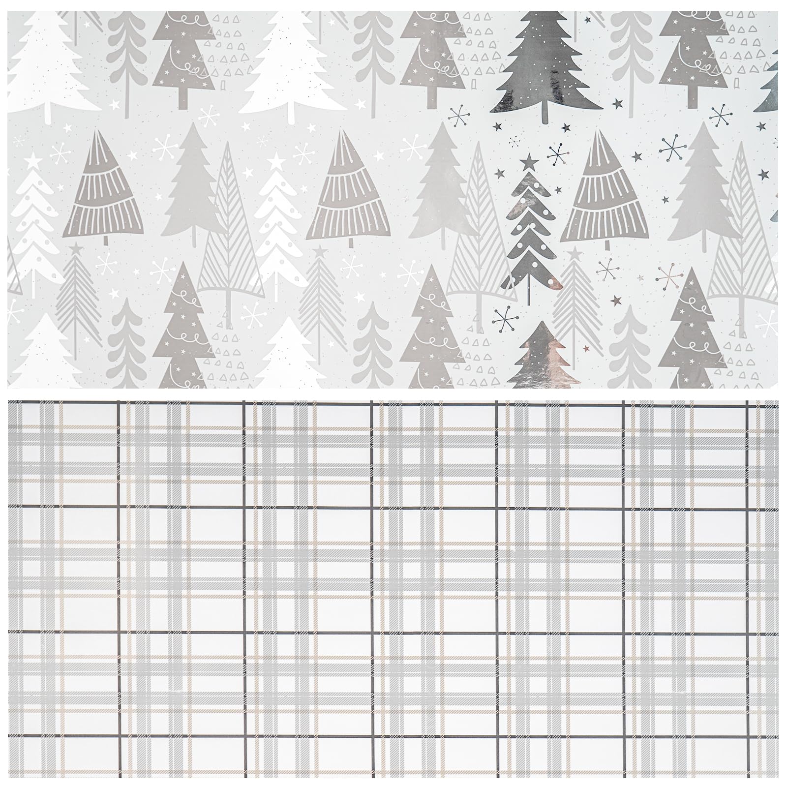 LeZakaa Wendbares Weihnachts-Geschenkpapier – Jumbo-Rolle – Weihnachtsbaum und Gitter – 61 cm x 30 m (200 m²)