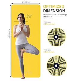 CAMBIVO Yoga Mat for Women Men Kids, 72 x 24 x 6mm Extra Thick TPE Yoga Mat Non Slip, Workout Mat with Carrying Strap for Yoga, Pilates,Stretching,Meditation and Floor Exercises