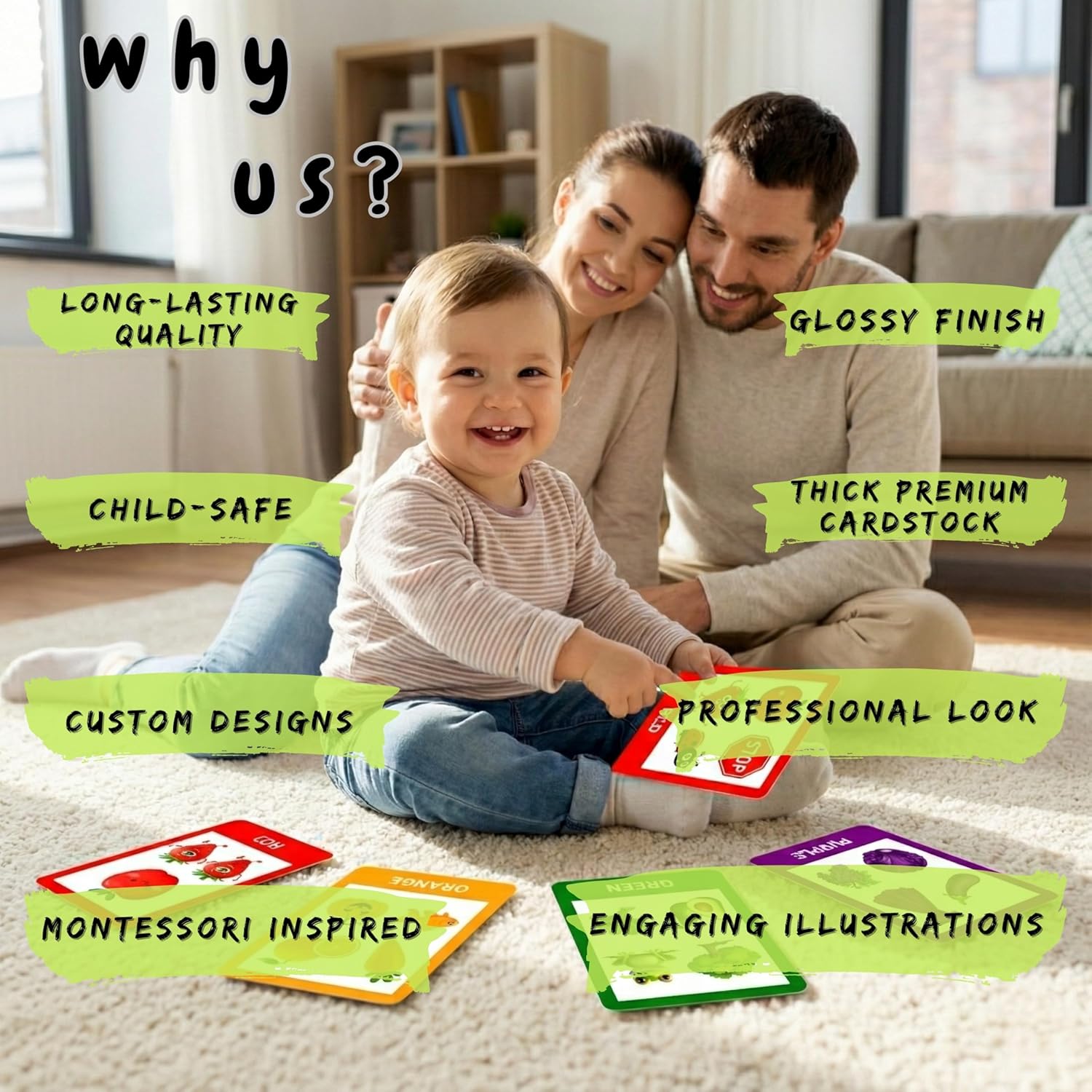 Colors Flashcards – Art Board Learning Cards for Toddlers, Preschool & Kindergarten, Double-Sided Set