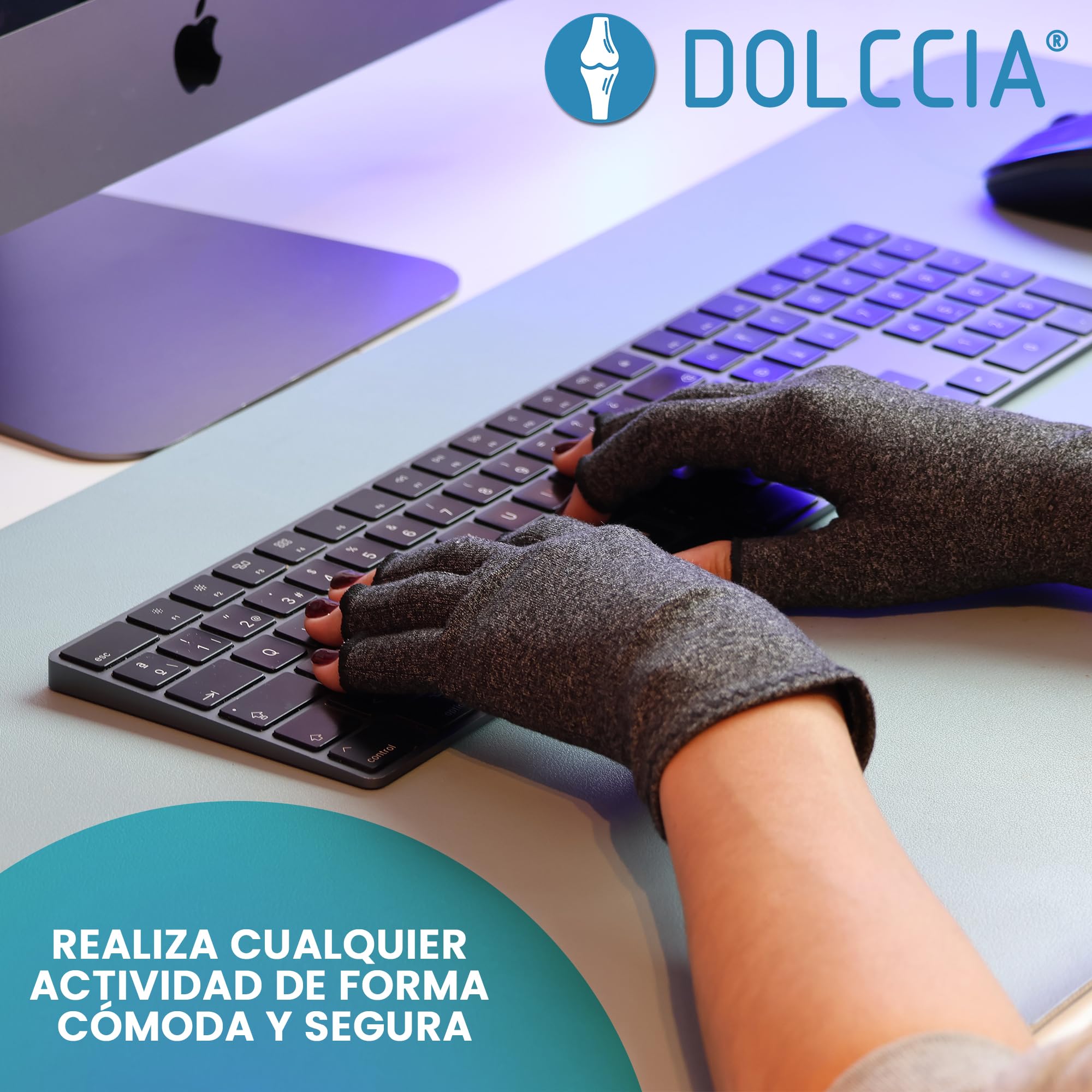 DOLCCIA Guantes de compresión artritis, Alivio para dolor de manos y artrosis, Mejora la hinchazón y circulación, 1 par mujer y hombre (S)