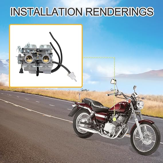 GOOFIT Twin Carburetor Double Cylinder Carb Replacement for Chamber 250cc Rebel CMX 250cc CMX250 CA250