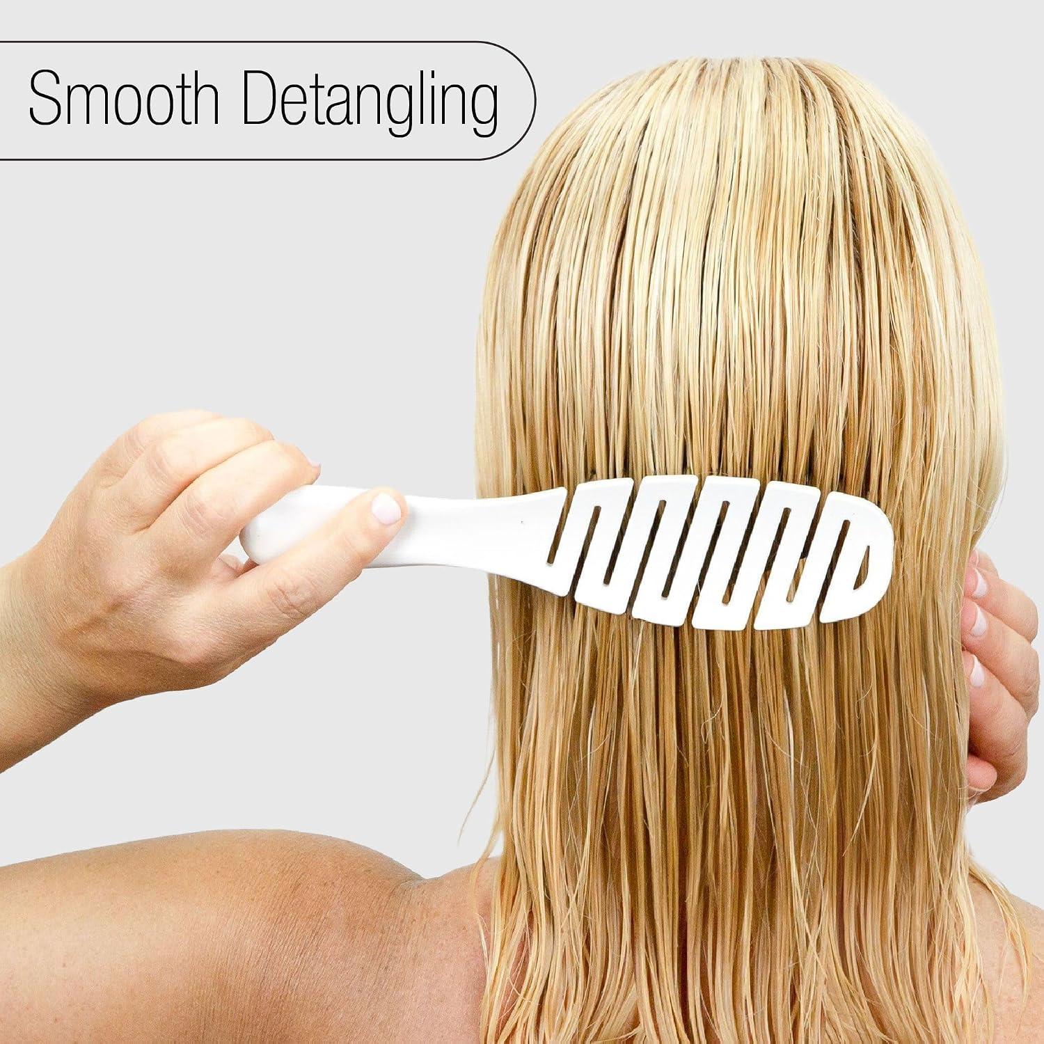 Calista SMOOTHIE Large Hair Brush - Flexible Detangling Brush for Thick & Long Hair, Wet or Dry, Reduces Breakage, Vented, White