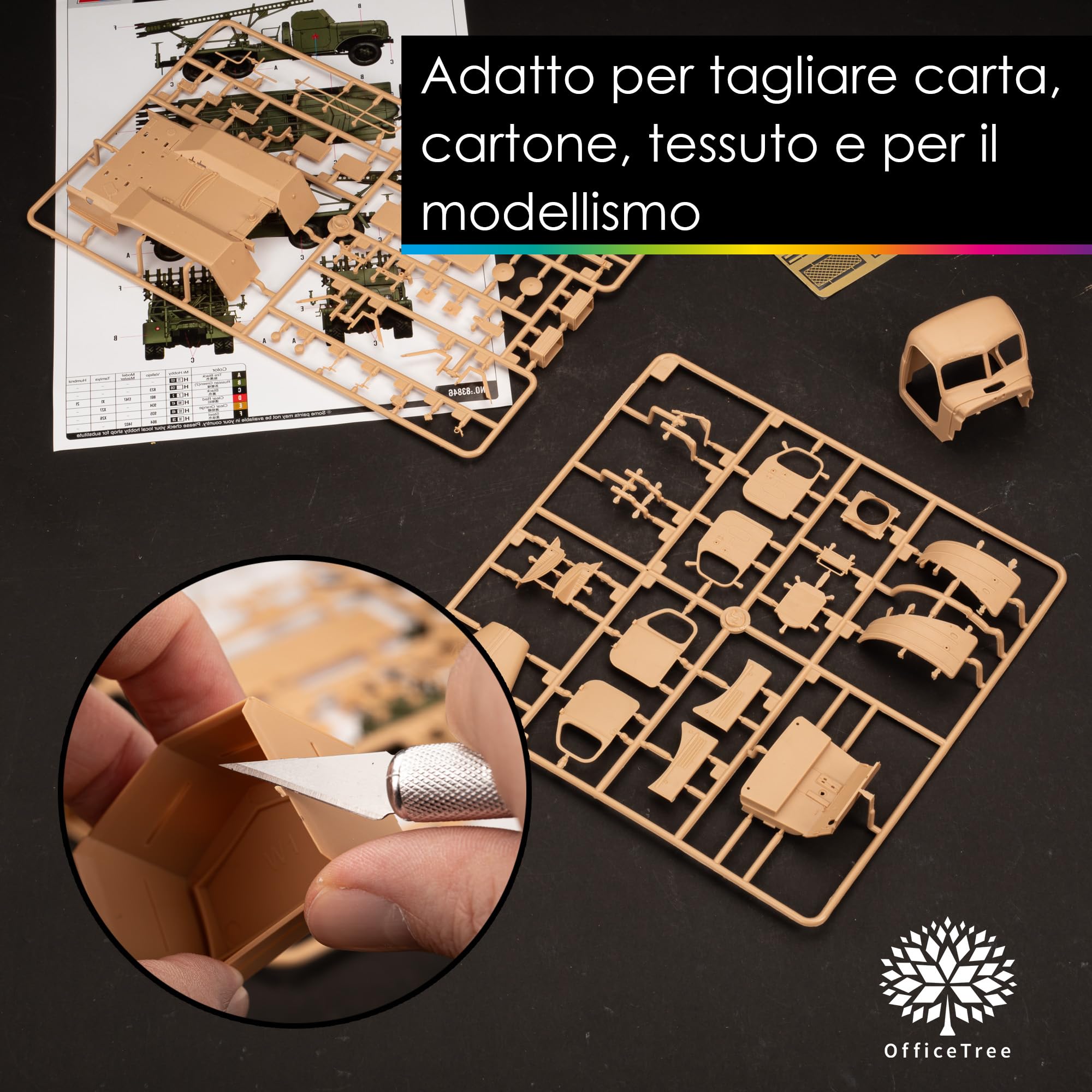 OfficeTree Bisturi Modellismo 16 Pezzi Cutter di Precisione con 3 Bisturi e 13 Lame Taglierino per Carta