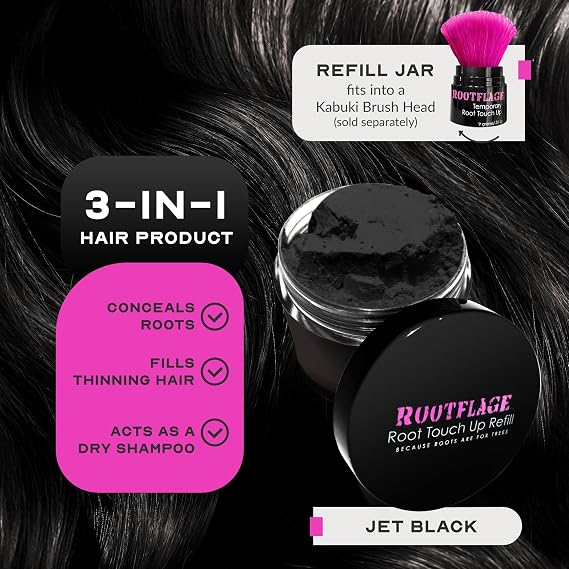 Rootflage Temporary Root Touch Up Refill Jar (Jet Black)