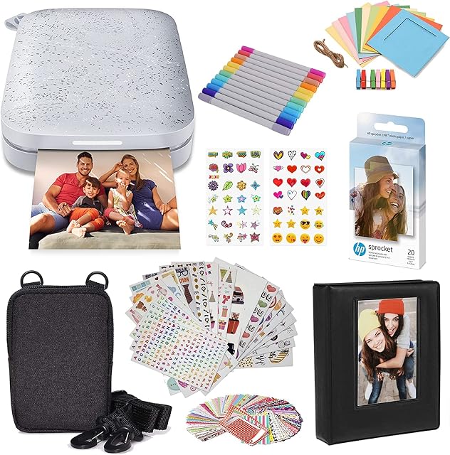 HP Sprocket przenośnej 5,1 x 7,6 cm Drukarki Fotograficznej (Biały) Zestaw Startowy