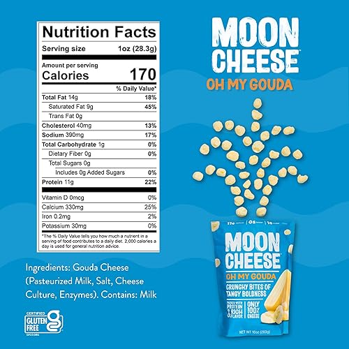 Miniatura 3 de Moon Cheese Oh My Gouda Cheese Bites, 10 Ounce, 2-Pack, Crunchy, Packed With Protein & Calcium, Keto, Gluten Free