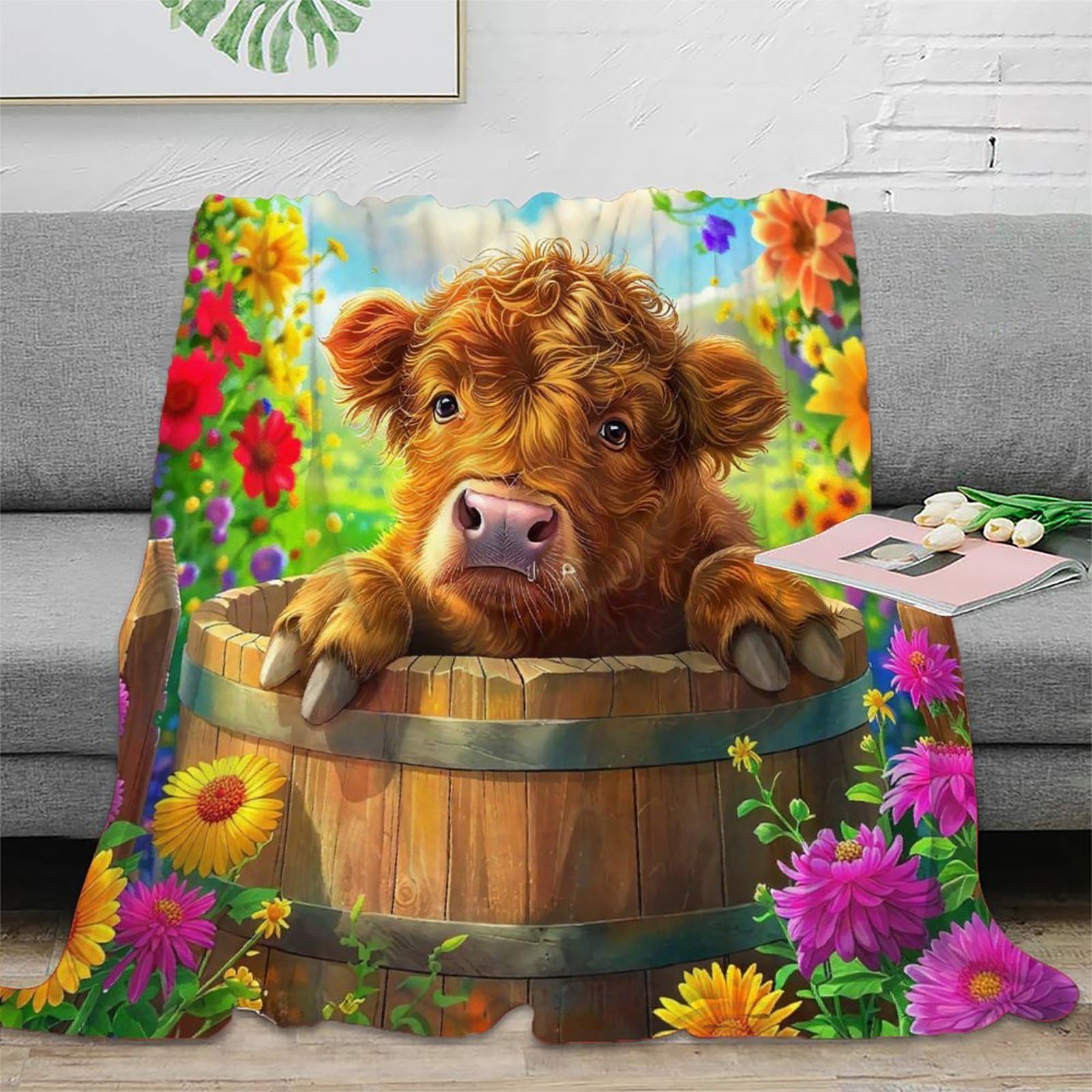 Couverture vache d'Écosse 3D pour réchauffer vos soirées cocooning sur le canapé du salon