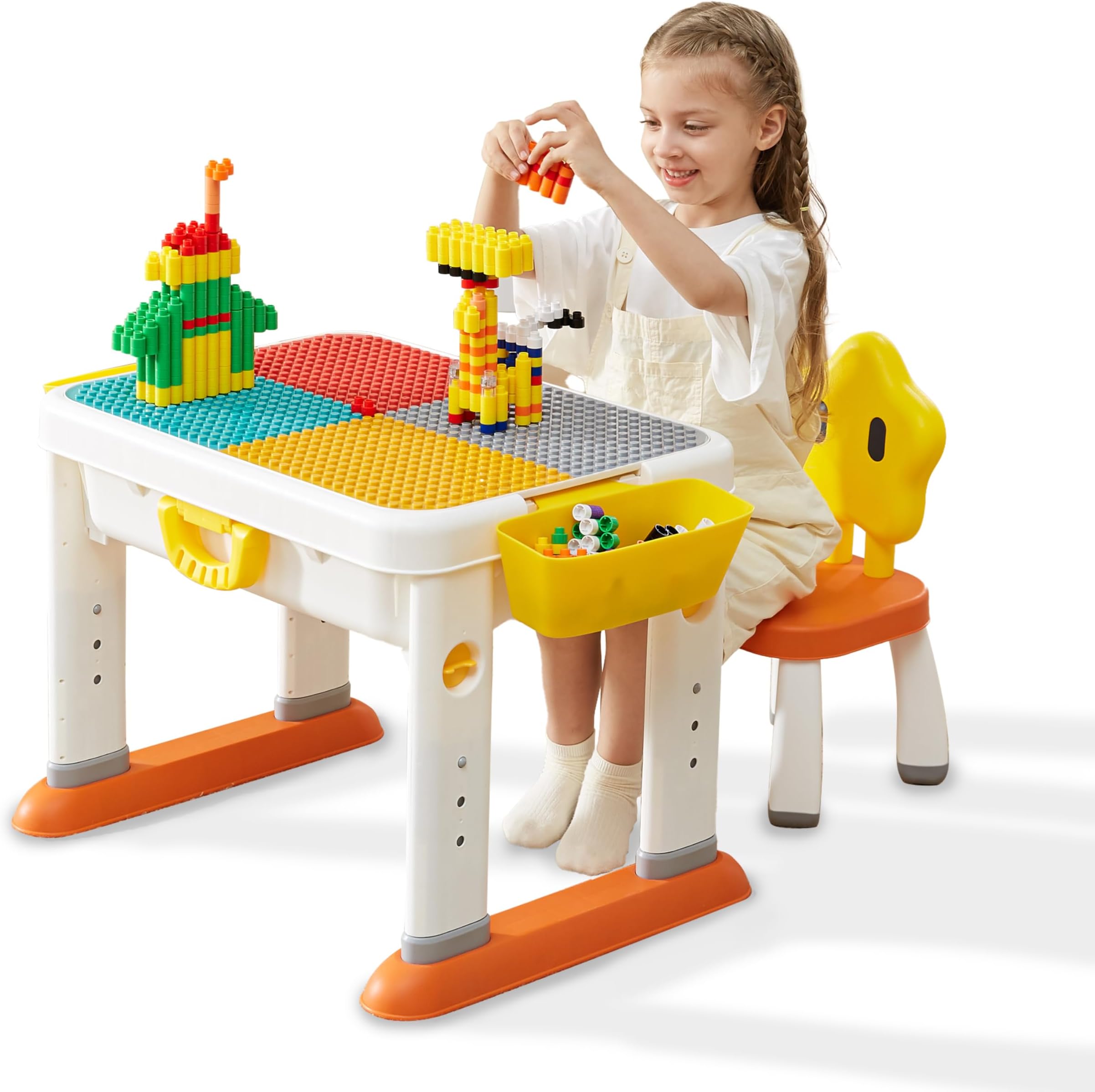 KUB Kids ActivityTable Building Blocks Table and Chair Set Kids Water and Sand Play Table for Boys Girls 3 4 5-7 Years Old