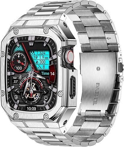 Miniatura 29 de Correa con Funda Compatible con Apple Watch Series 6 5 4 SE 3 2 1 44mm 42mm, Correa de Nylon con Funda Resistente de Acero Inoxidable para Correas