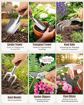 Gardening Gifts for Women Men, 12PCS Heavy Duty Garden Tools Set with Large Garden Bag and Gloves Pruning Shears, Unique Birthday Easter Gardening Gifts for Mom Dad Boyfriend Planting Lovers