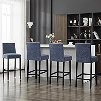 Vista 39 de Taburetes de bar de piel sintética de 26 pulgadas, modernas sillas de bar tapizadas de altura de barra, taburetes de bar con patas de madera maciza