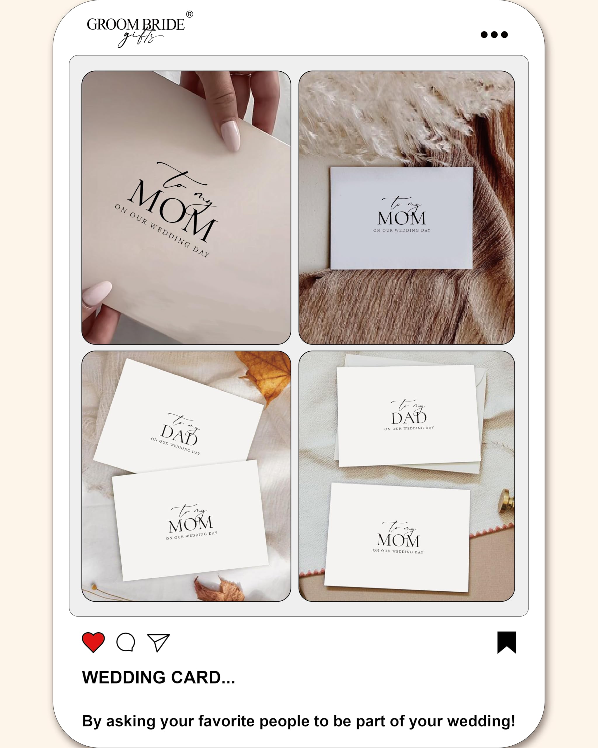 Juego de 2 tarjetas para el día de la boda para padres, para mi papá y mamá en nuestro día de boda, regalos para padres de la novia/novio (papá/mamá A)