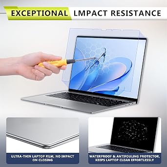 ブルーライト防止スクリーンプロテクター 2枚パック 2024-2025 ASUS Zenbook Duo Dual 14インチ 2-in-1 ノートパソコン UX8406 用 ウルトラクリア 硬度9H 1セット - プライマリおよびセカンダリスクリーン
