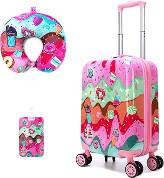 2 in 1 Suitcase for Kids 16inch Luggage Set for Girls Travel Suitcase Hard Shell Luggage Sets with Spinner Wheels Carry on Luggage Airline Approved