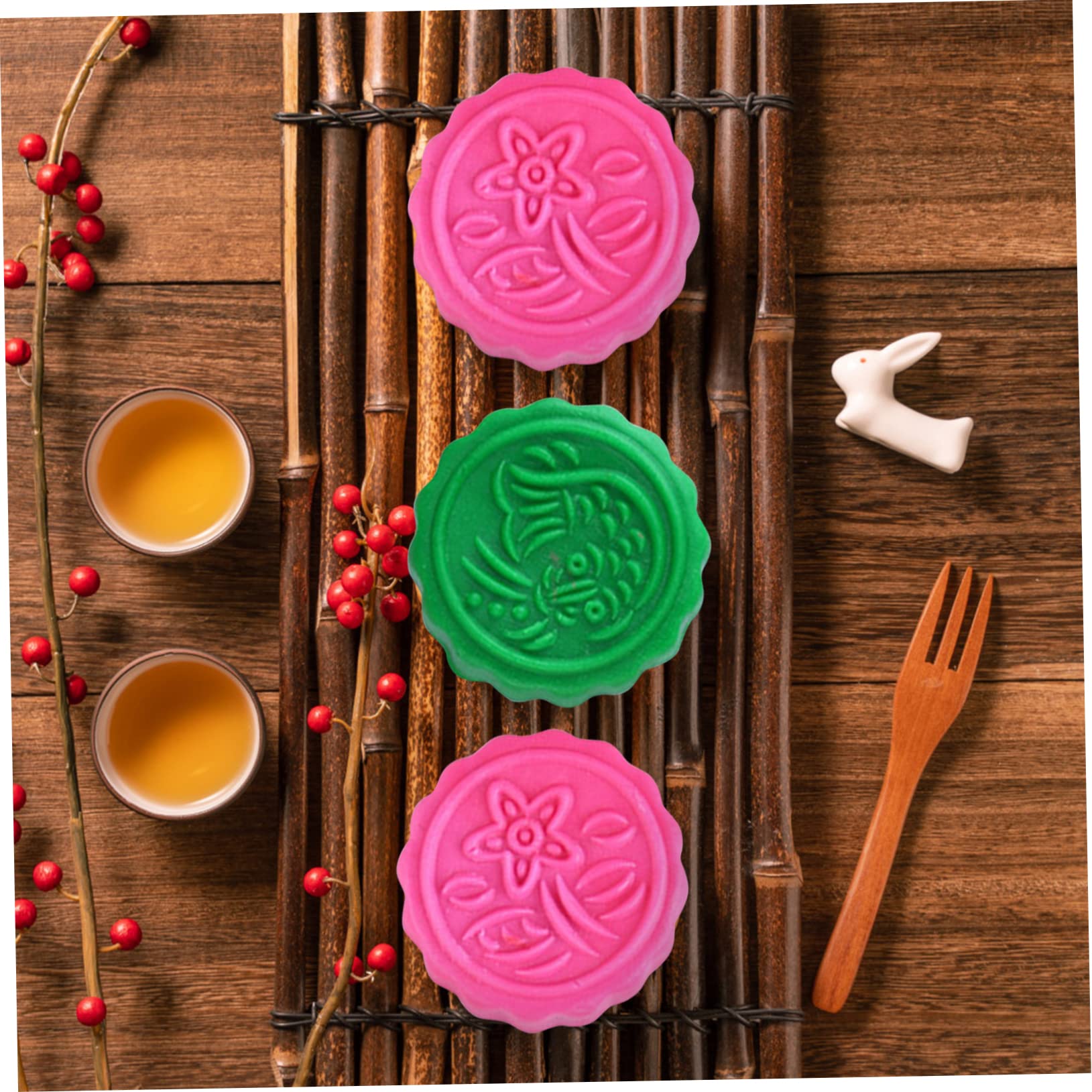 BRIGHTFUFU Diy Maker Wooden Handle Chinese Traditional Festival Cake Easy to Use and Clean