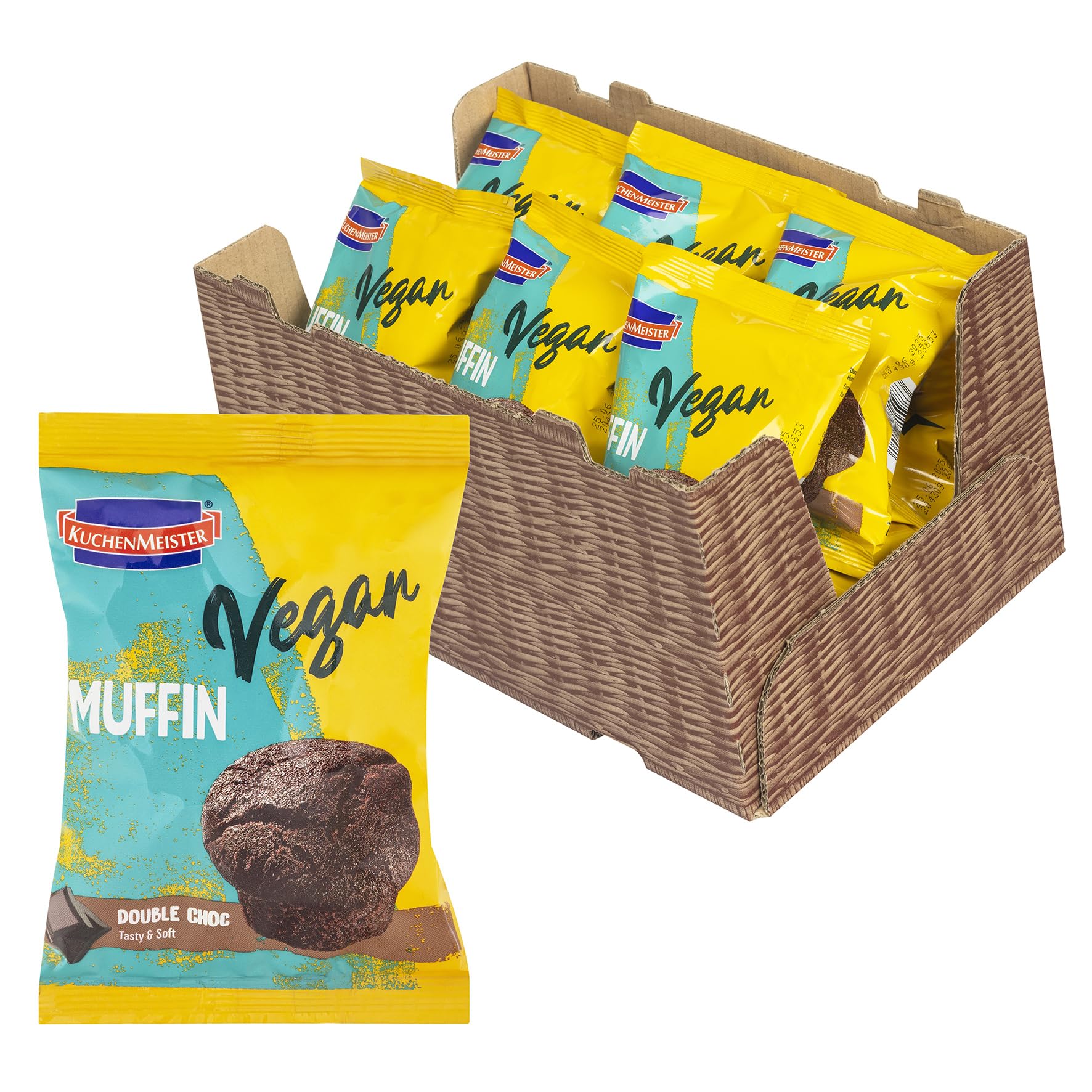 KuchenMeister Schokoladen Muffin | Double Choc vegan 75 g | 12er Vorratspack | Schoko Muffins einzeln verpackt | perfekter Snack für unterwegs | (12 x 75 g)