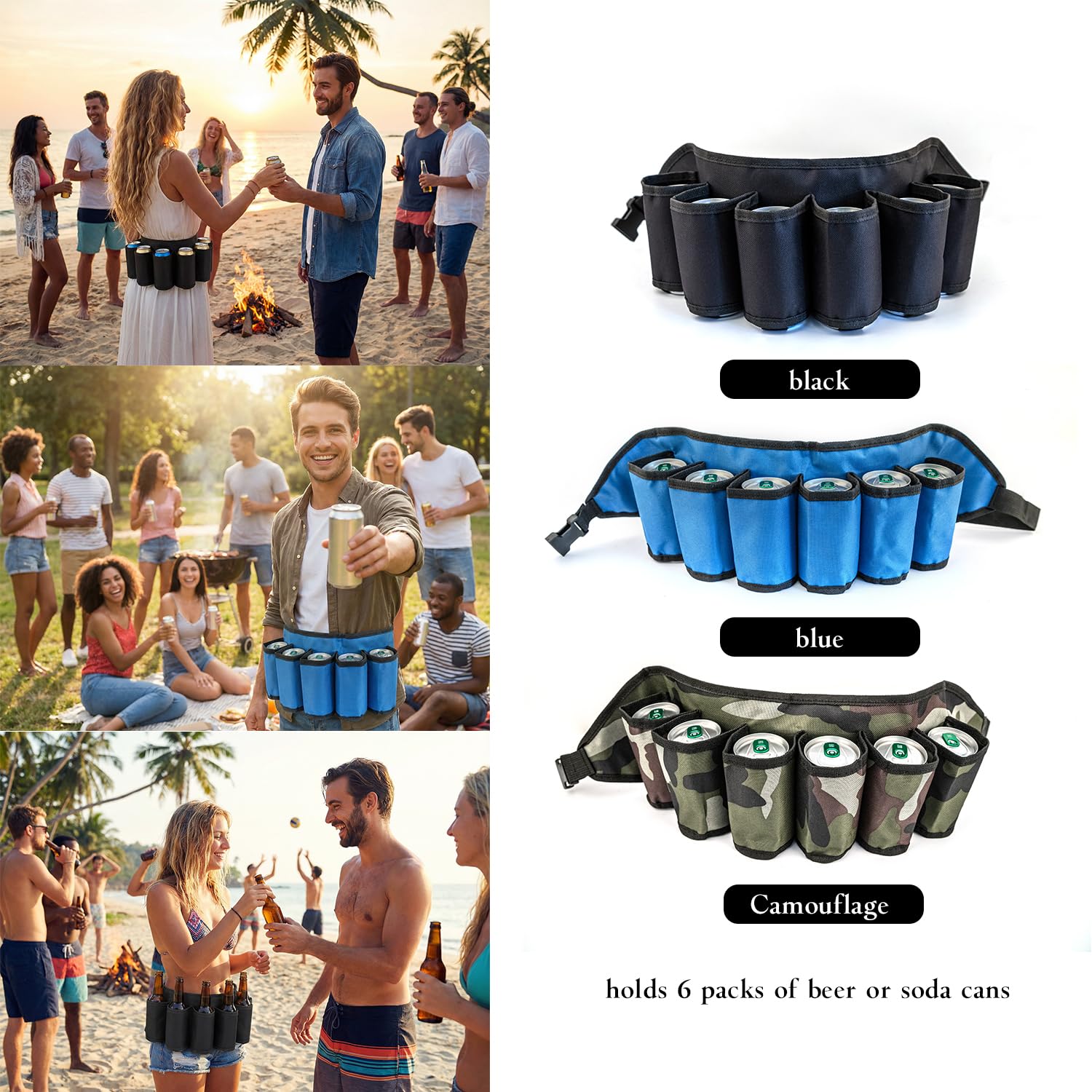 Cinturón de cerveza, bolsa de cinturón de cerveza y bebida, bolsa de almacenamiento de cintura, cinturón de cerveza, soporte de cinturón de cerveza de tela Oxford