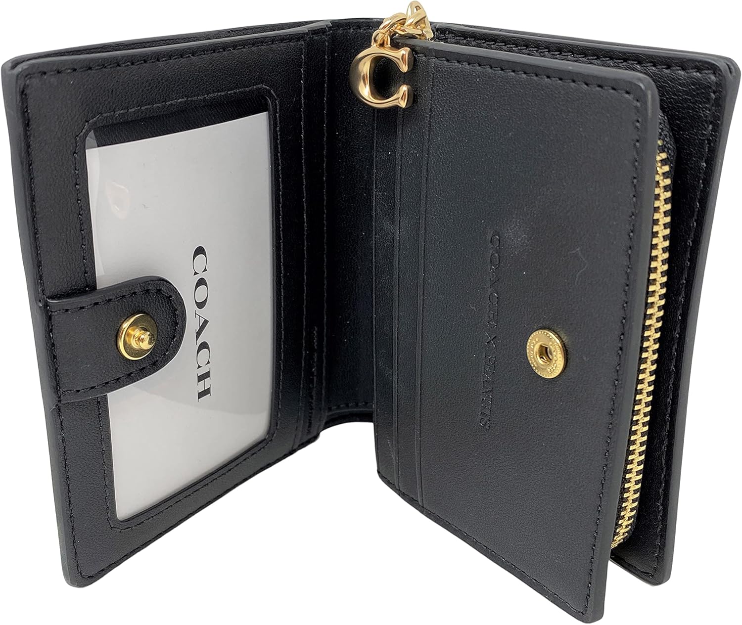 Coach Pebble Leather Snap Wallet Black : Clothing, Shoes & Jewelry