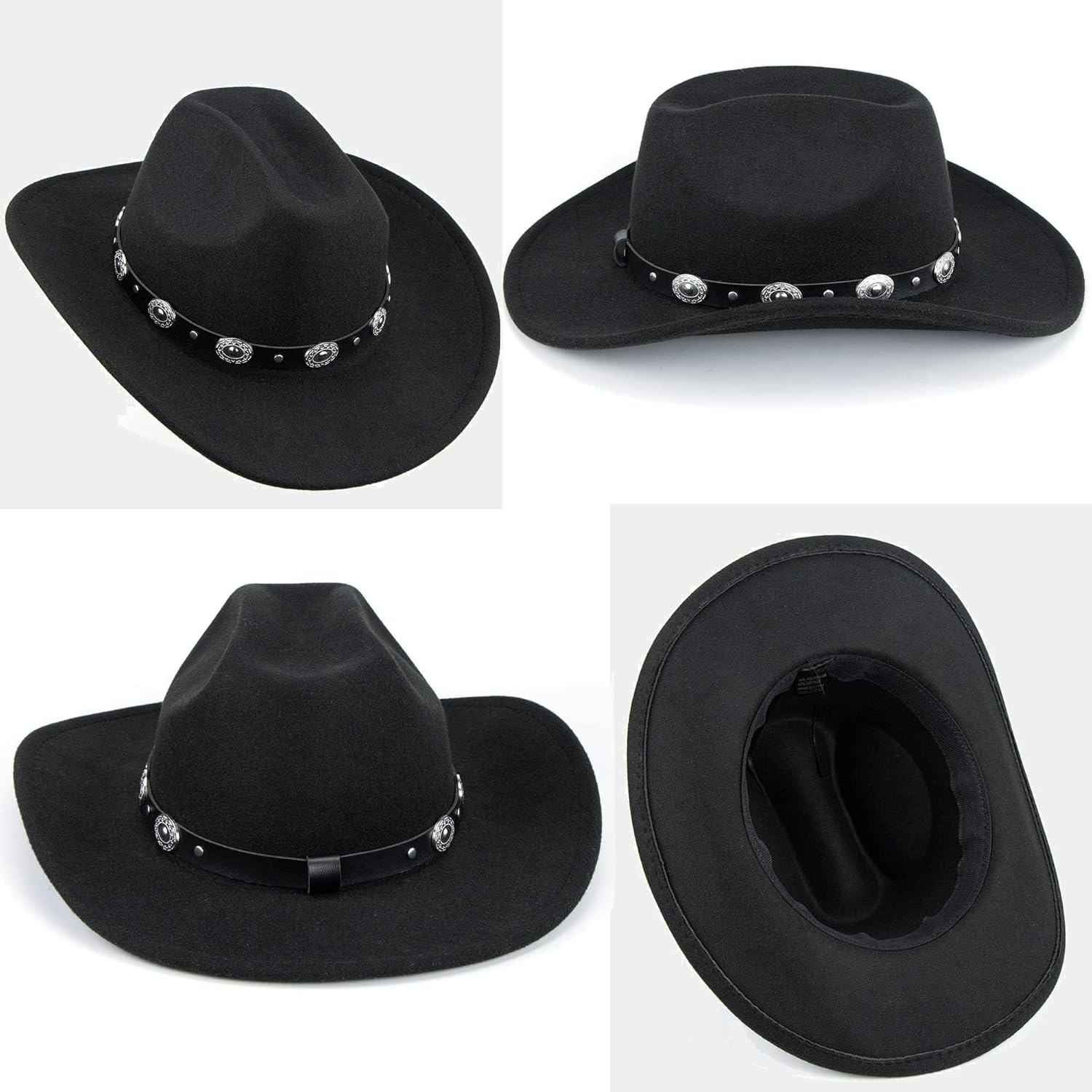 Felt Cowboy Hat for Women Men, Rolled Up Fedora Western Hat with Gus Buckle Belt, Disco Rhinestone Cowgirl Hat S/M - Image 9