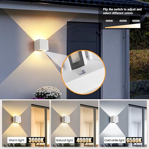 Miniatura 21 de Paquete de 4 lámparas de pared para exteriores de 12 W, para exteriores e interiores, apliques de pared LED negros modernos, IP65, impermeables, Luz