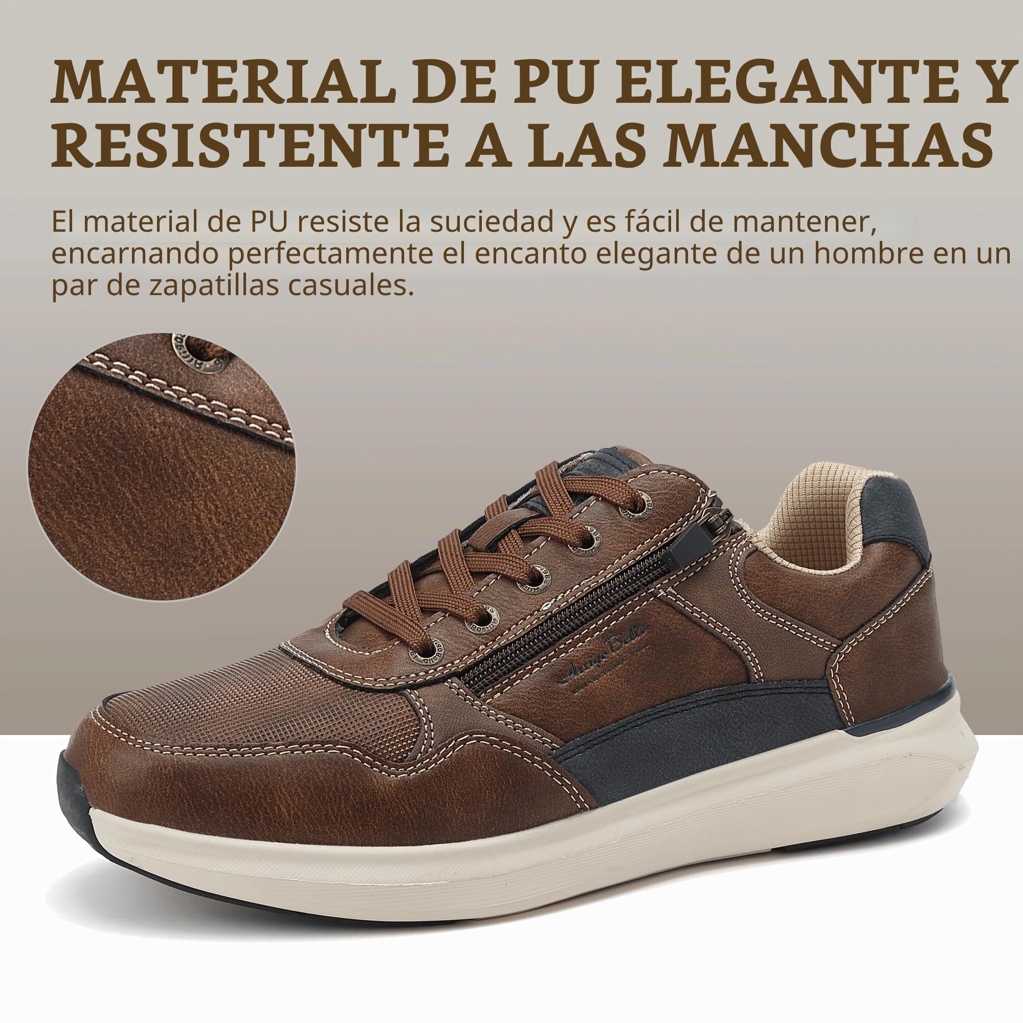 ARRIGO BELLO Zapatillas Hombre Zapatos Casual Moda Antideslizantes Sneakers de Cuero Ligeras Talla 41-46